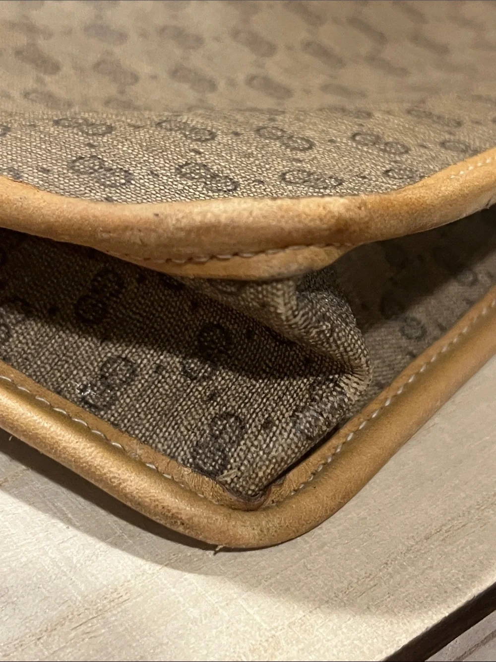Gucci Vintage Micro GG Supreme PVC Clutch/ Document Sleeve w/ Leather Trim